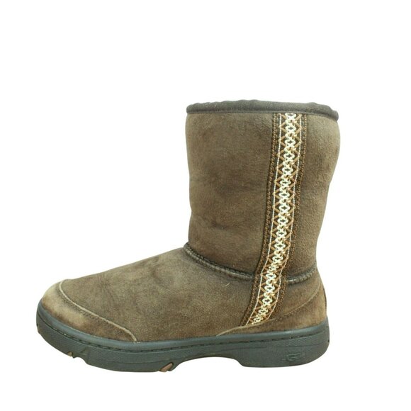 UGG Ultimate TAS 5212 Brown Suede Pull on Shearling Lined Winter Boots Size 7 - Picture 1 of 9